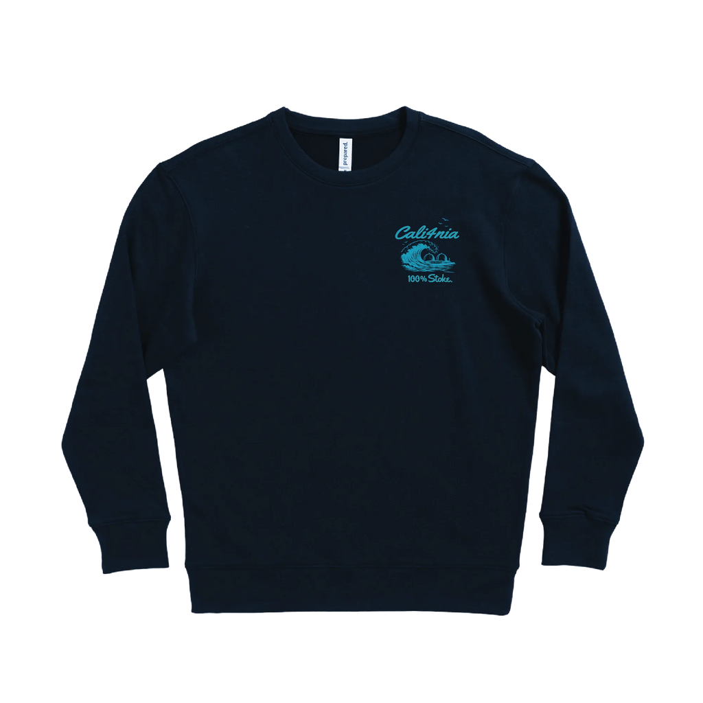 100% Stoke Crew Fleece — Navy (front)