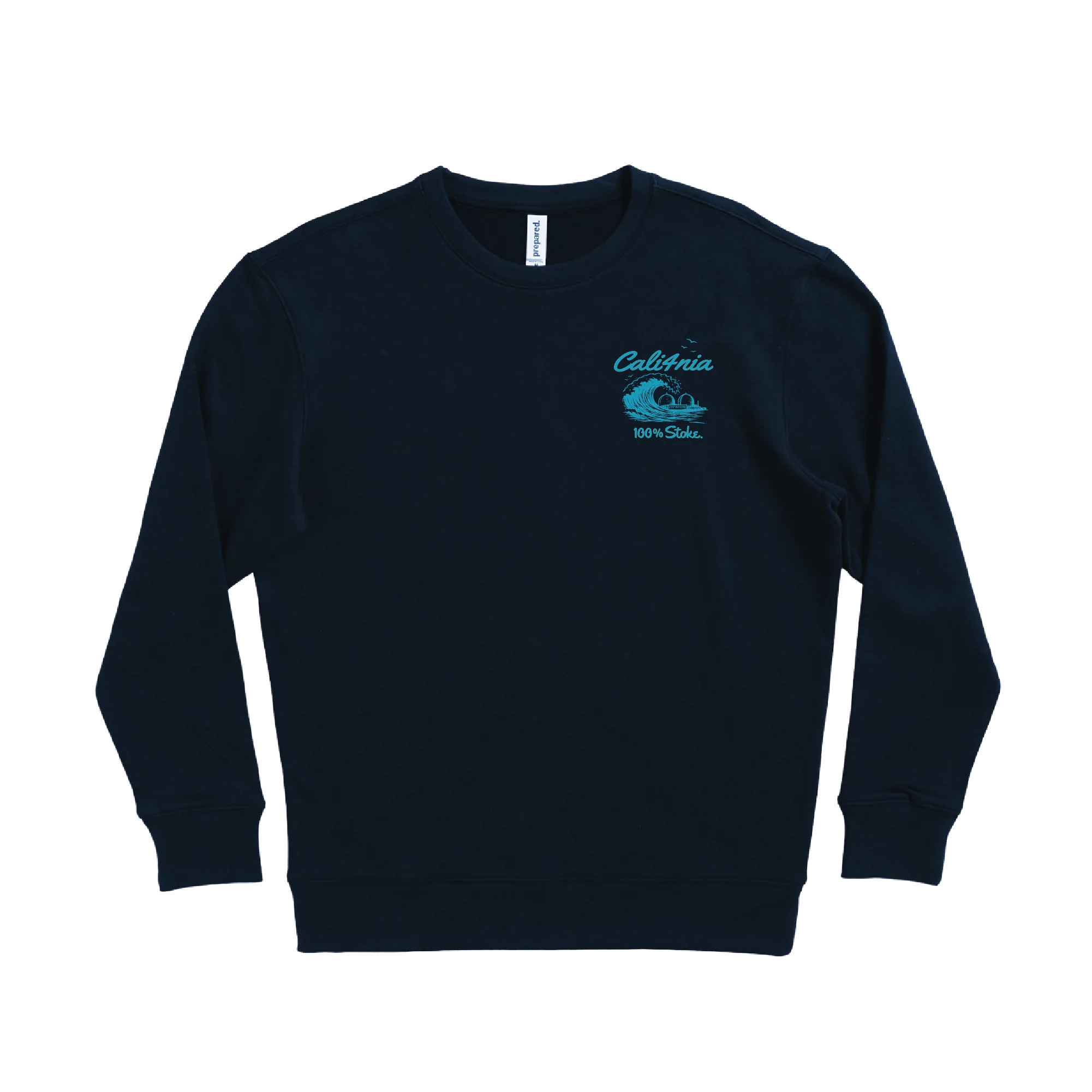 100% Stoke Crew Fleece — Navy (front)