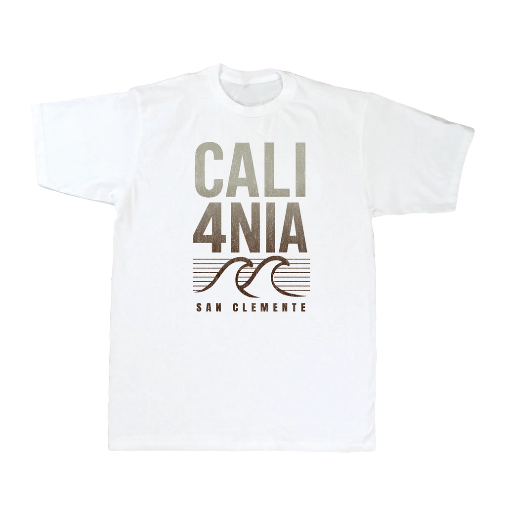 CALI4NIA Tee — White (front)