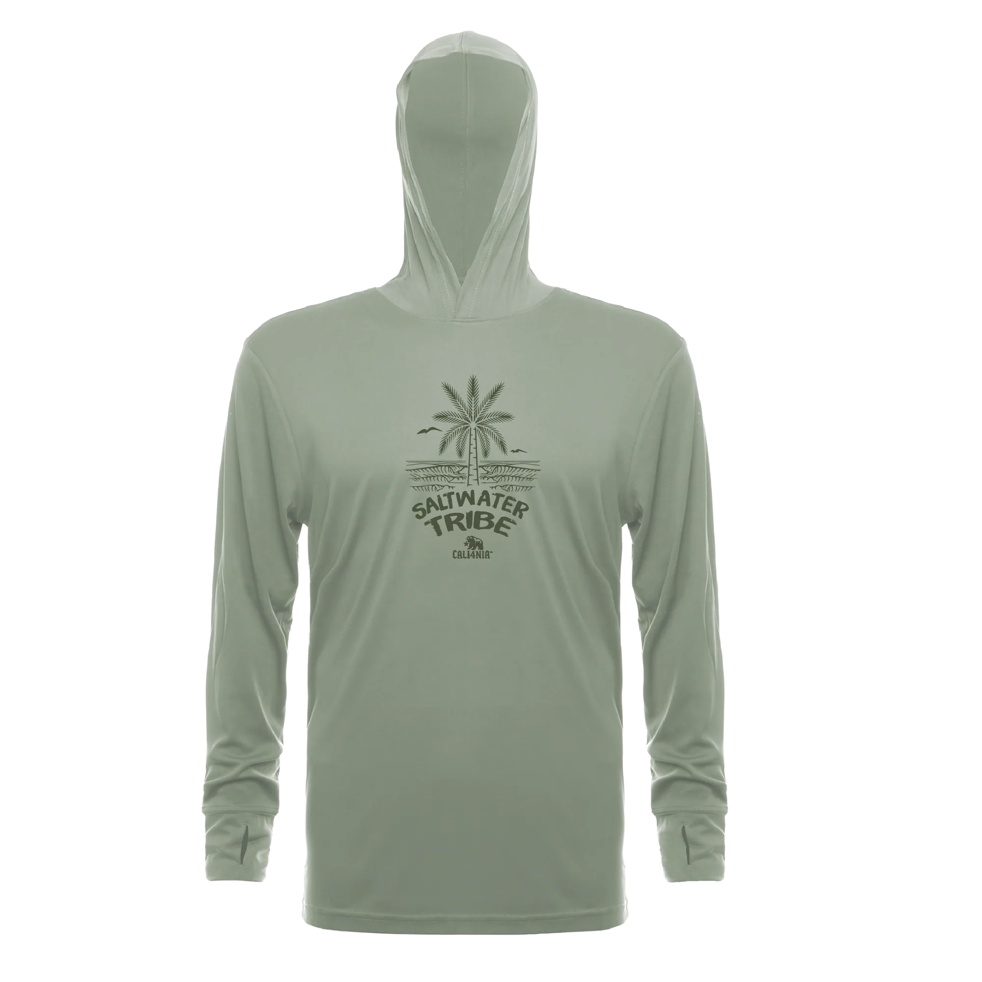 Saltwater Tribe Performance Hoodie — Sage (front)