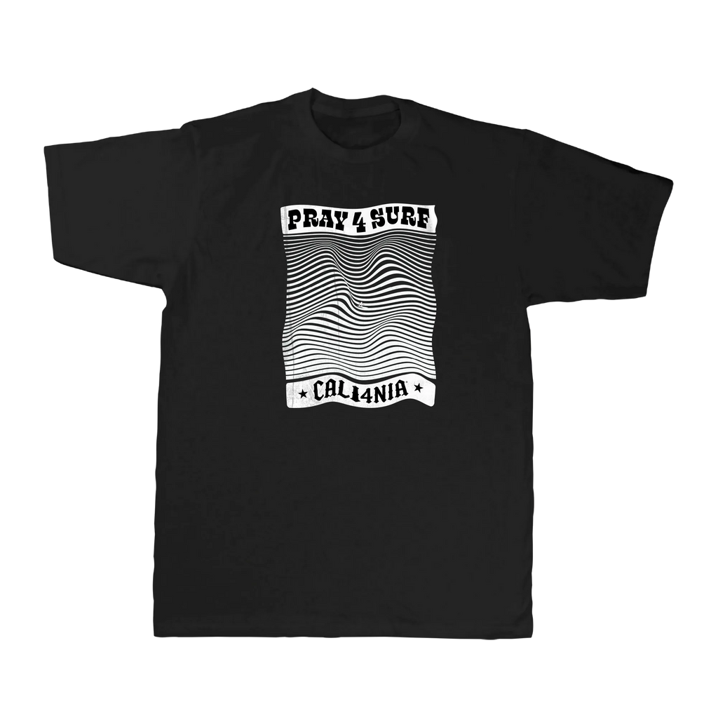 Pray for Surf Tee — Black (front)