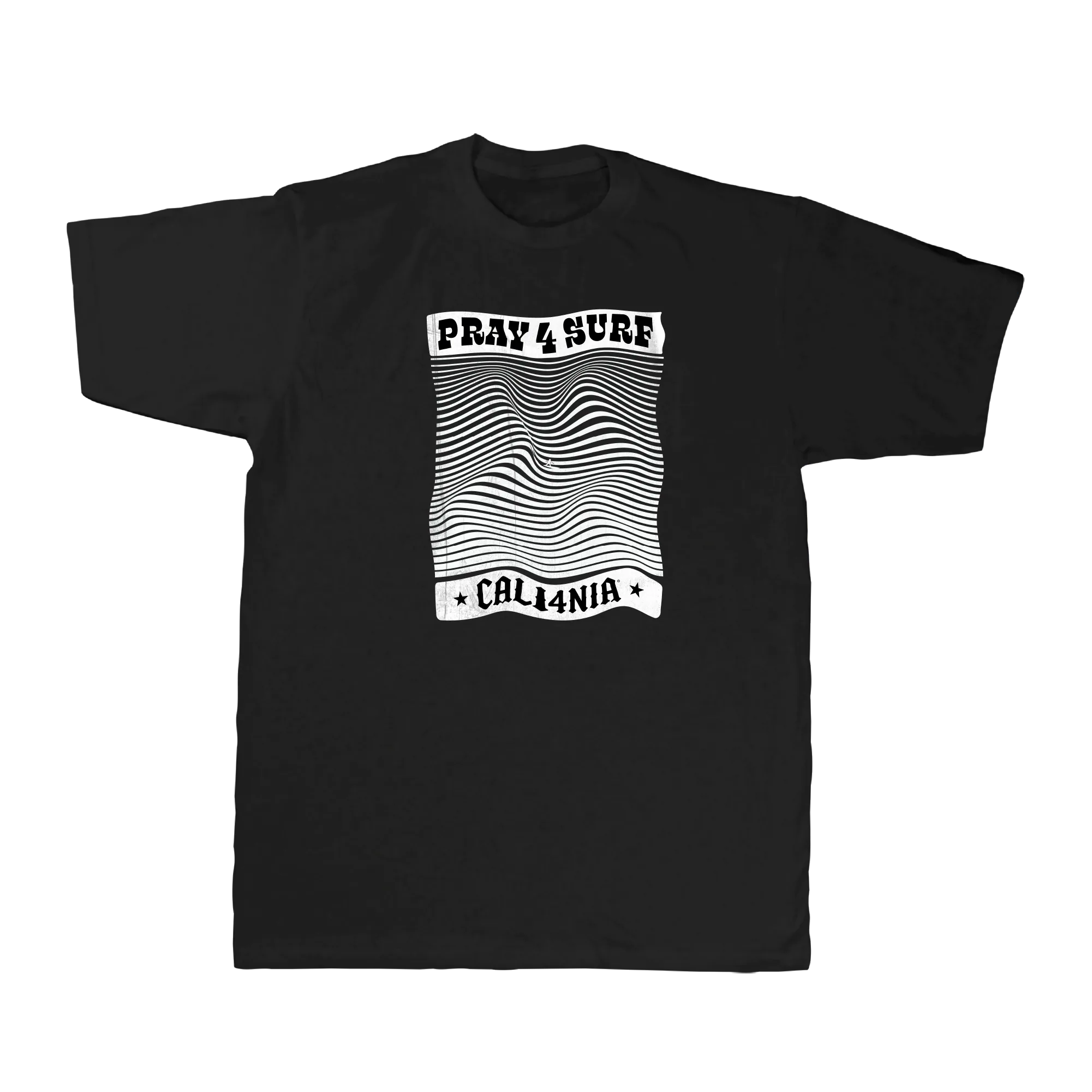 Pray for Surf Tee — Black (front)