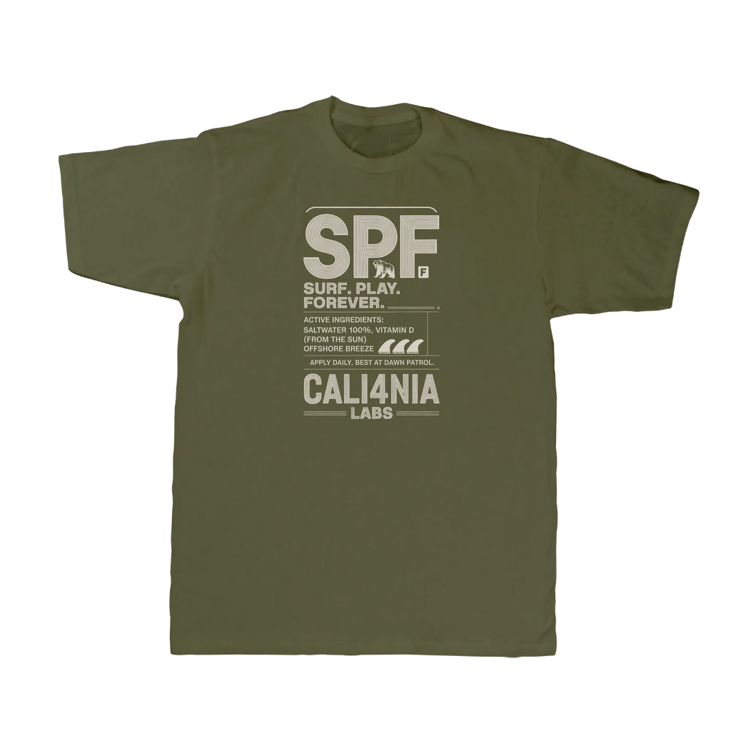 SPF Tee — Military Green (front)