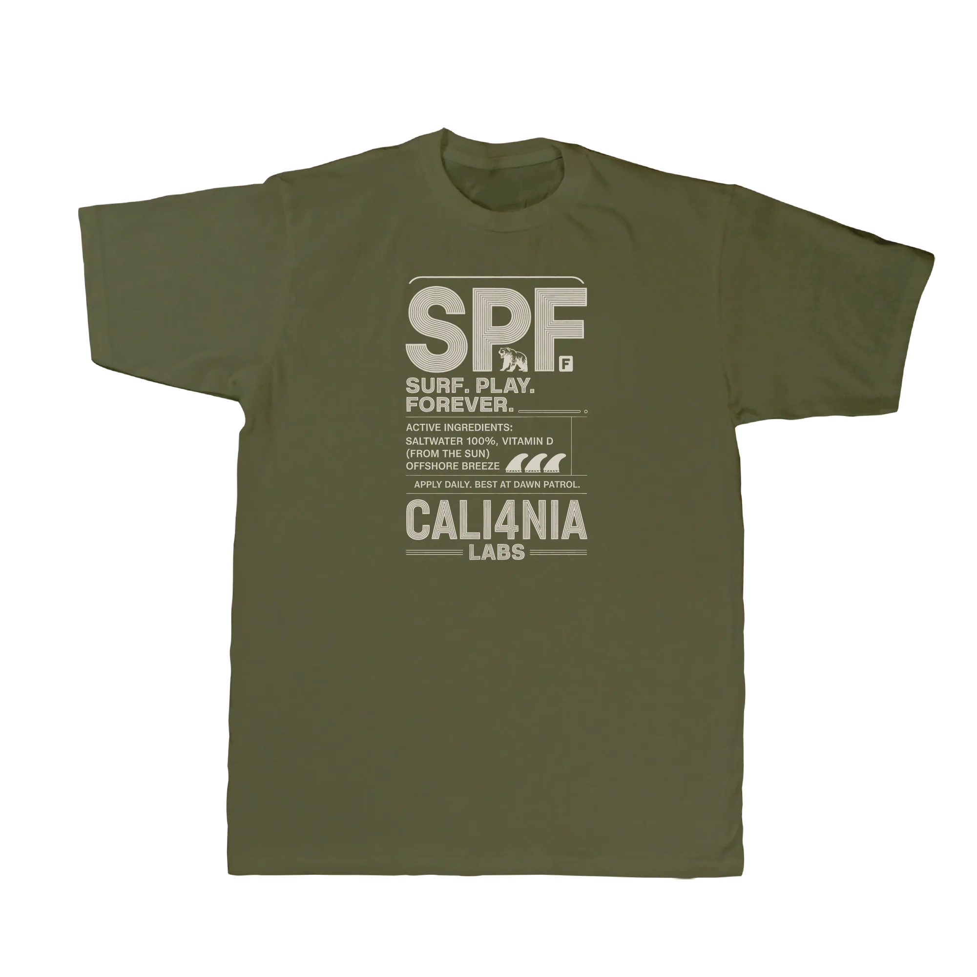 SPF Tee — Military Green (front)