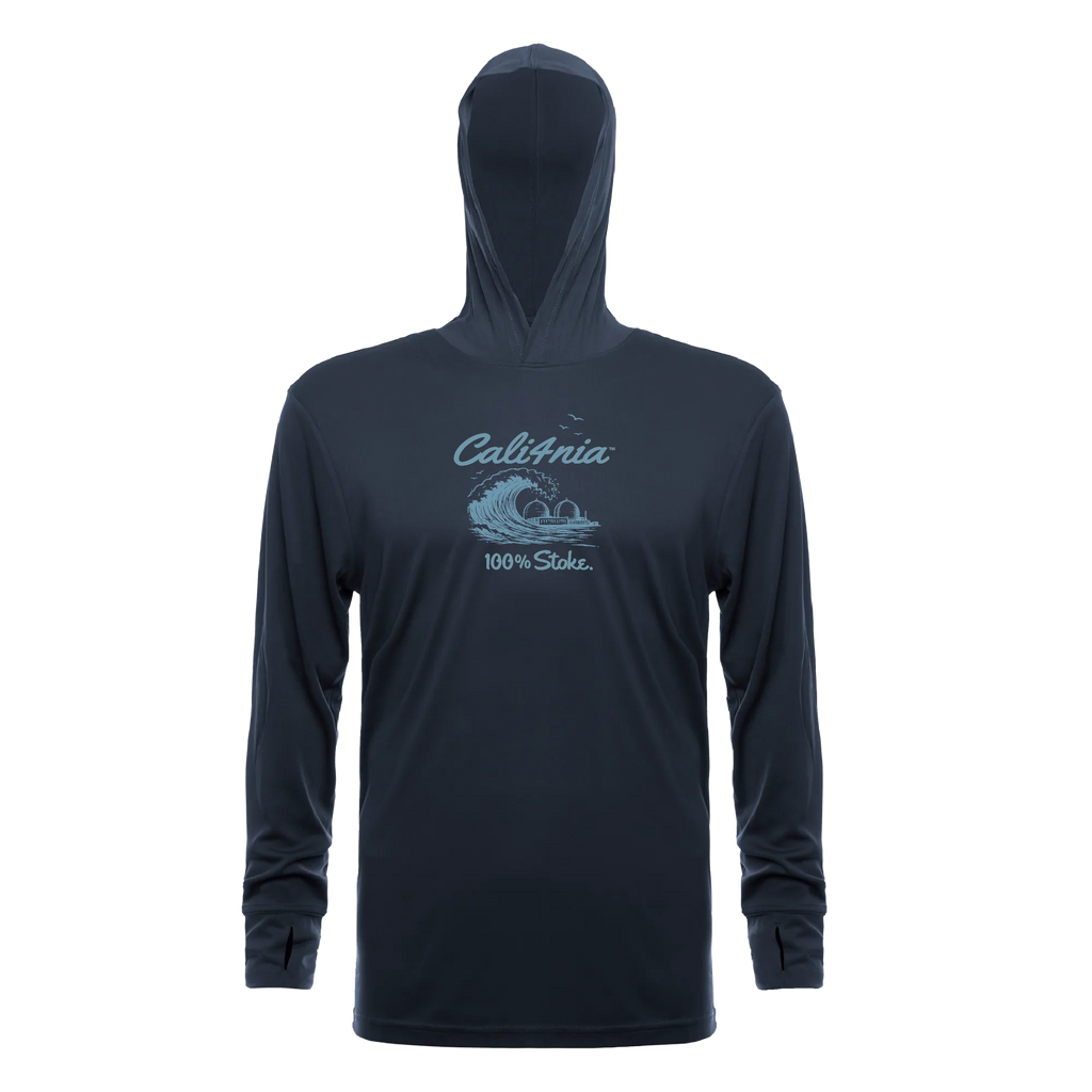 100% Stoke Performance Hoodie — Steel Grey (front)