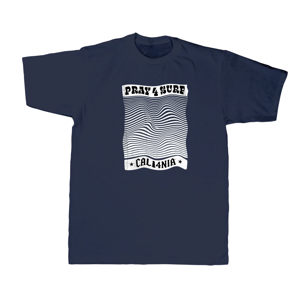 Pray for Surf Tee — Navy (front)