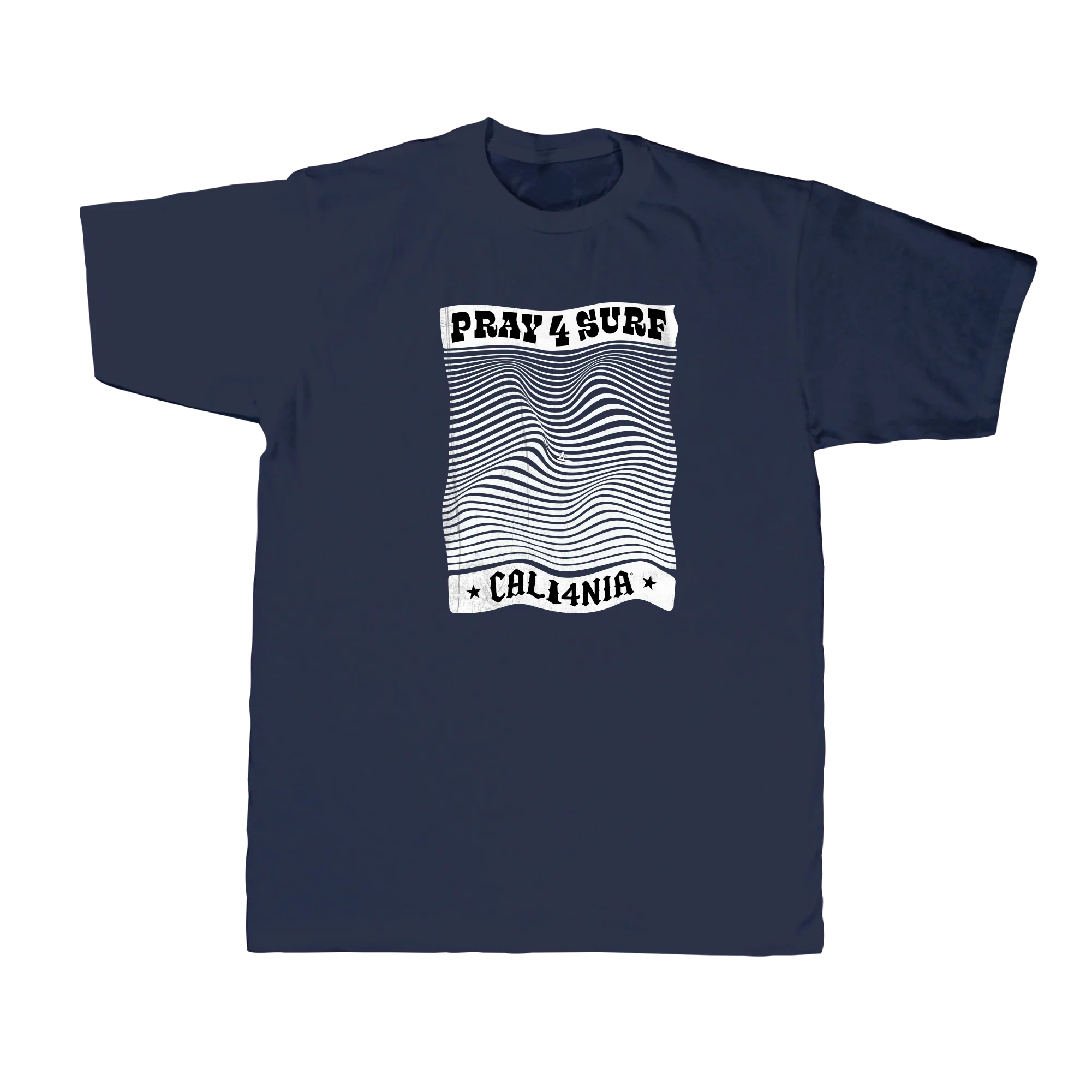 Pray for Surf Tee — Navy (front)