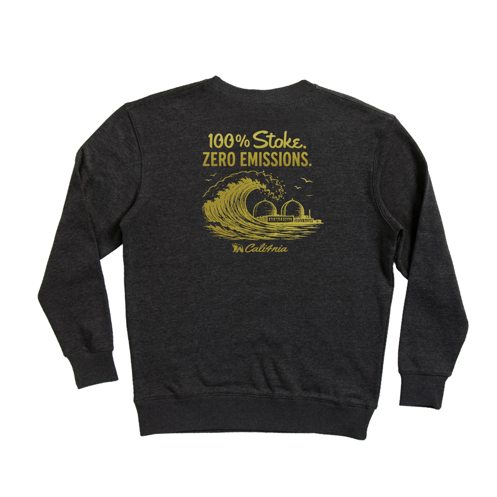 100% Stoke Crew Fleece — Charcoal (back)