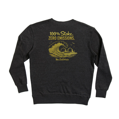 100% Stoke Crew Fleece — Charcoal (back)