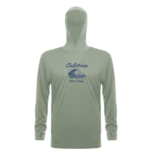 100% Stoke Performance Hoodie — Sage (front)
