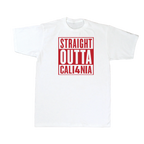 Straight Outta CALI4NIA Tee — White (front)