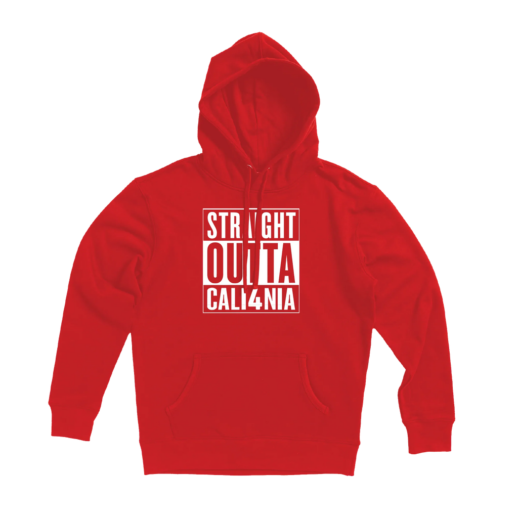 Straight Outta CALI4NIA Pullover Hoodie — Red (front)