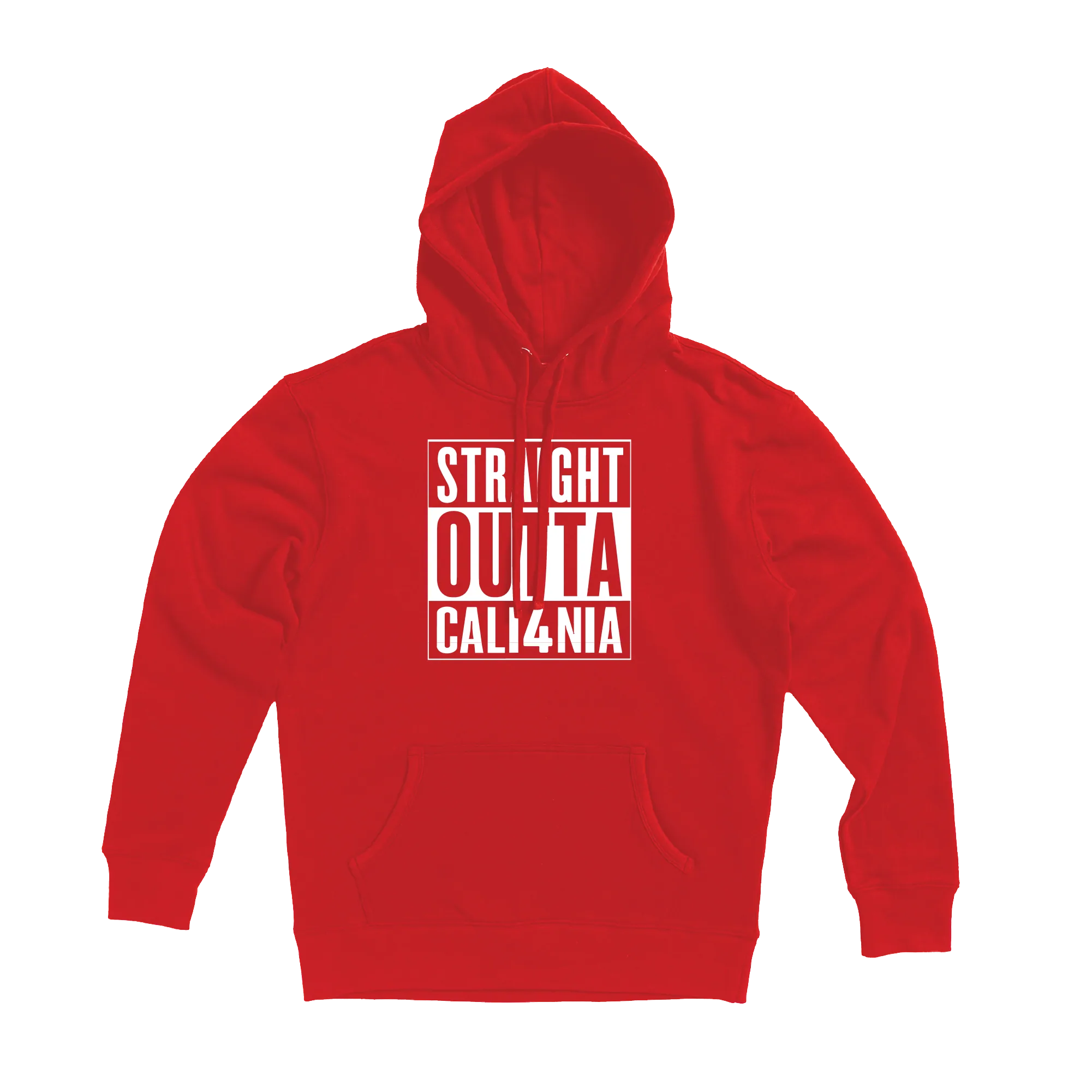 Straight Outta CALI4NIA Pullover Hoodie — Red (front)