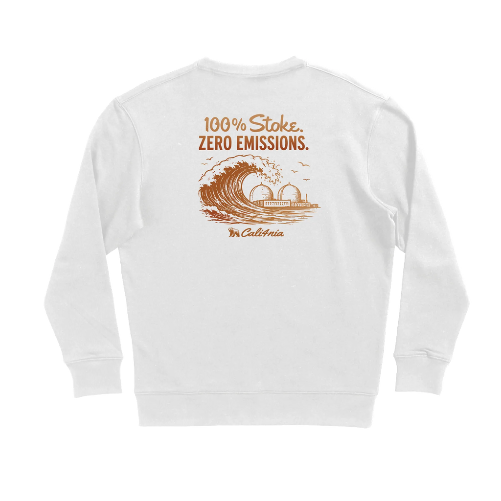 100% Stoke Crew Fleece — White (back)