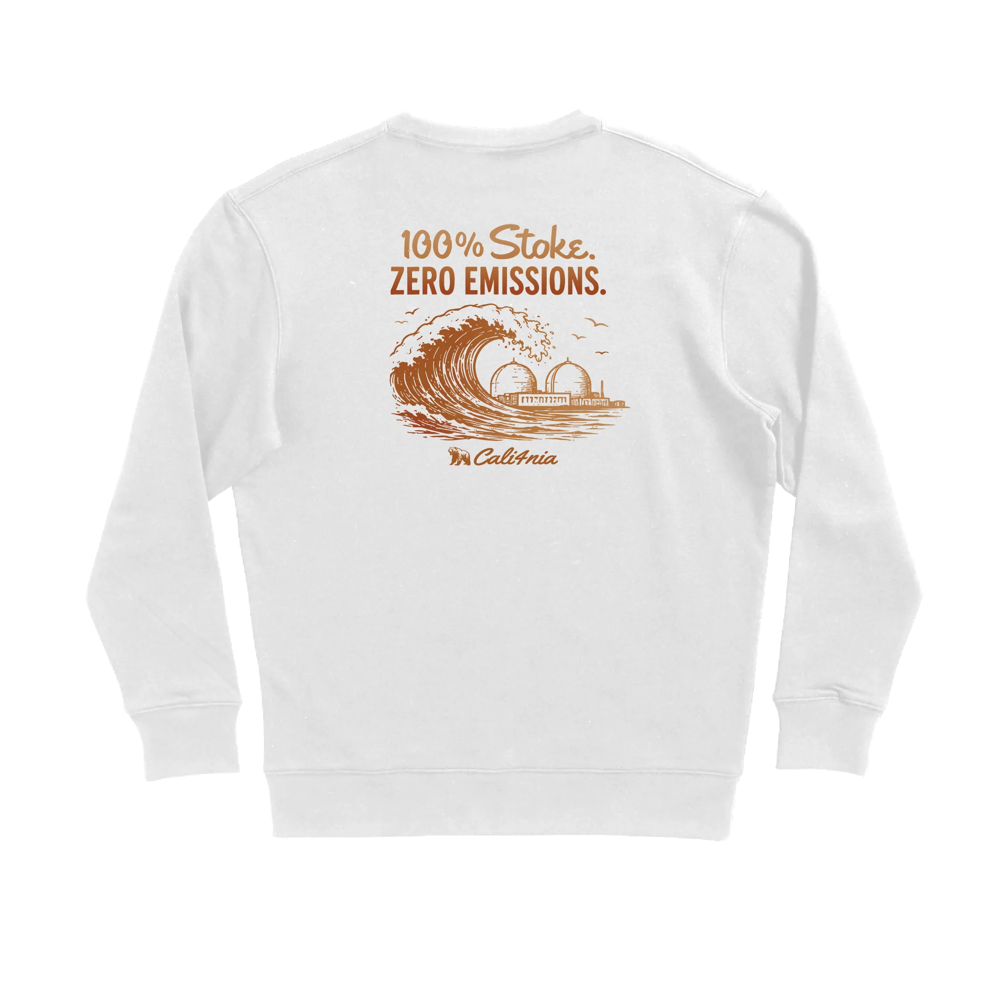 100% Stoke Crew Fleece — White (back)
