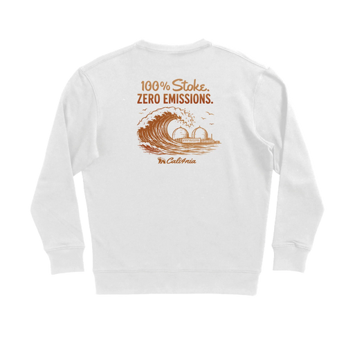 100% Stoke Crew Fleece — White (back)