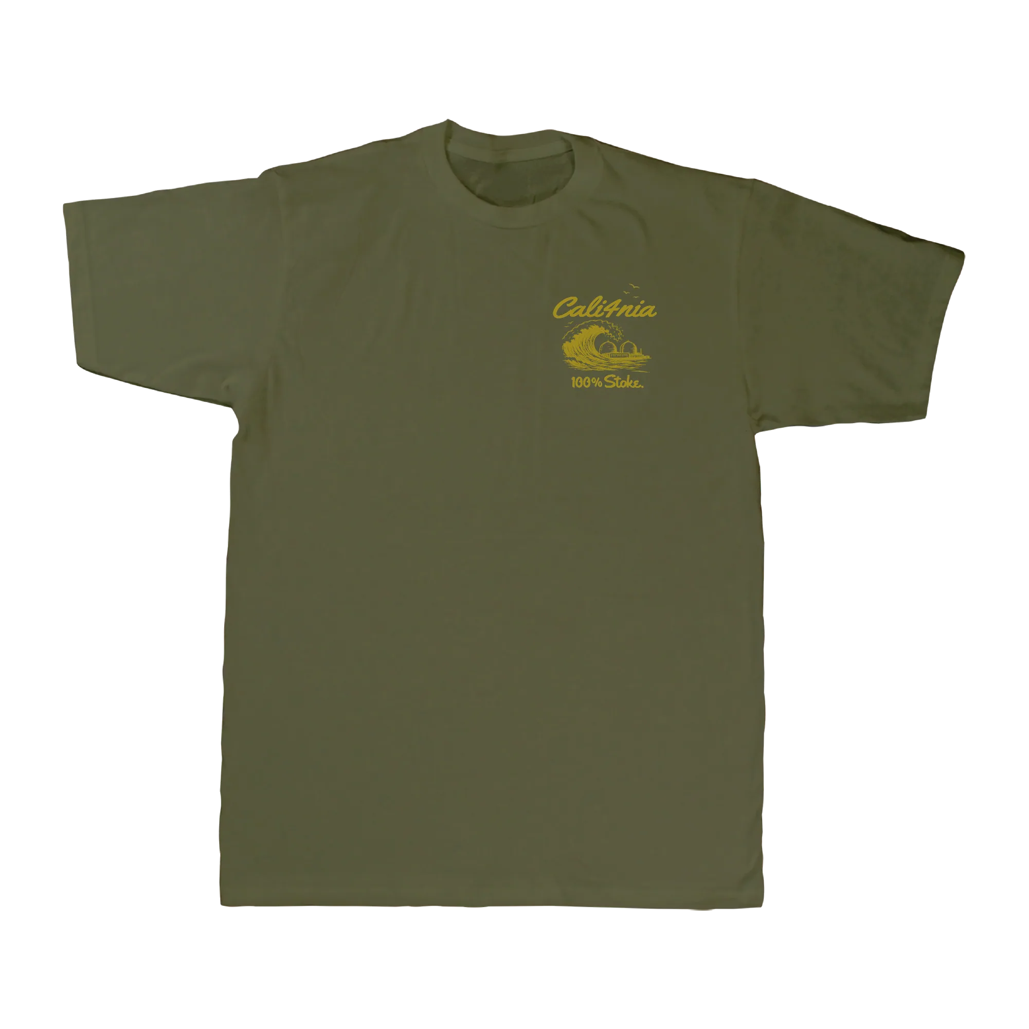 100% Stoke Tee — Military Green (front)