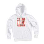 Straight Outta CALI4NIA Pullover Hoodie — White (front)