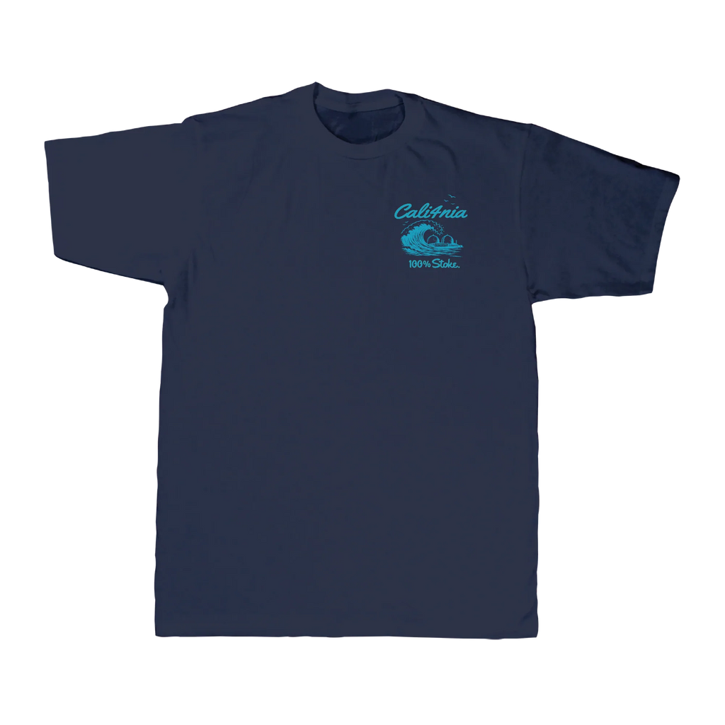 100% Stoke Tee — Navy (front)
