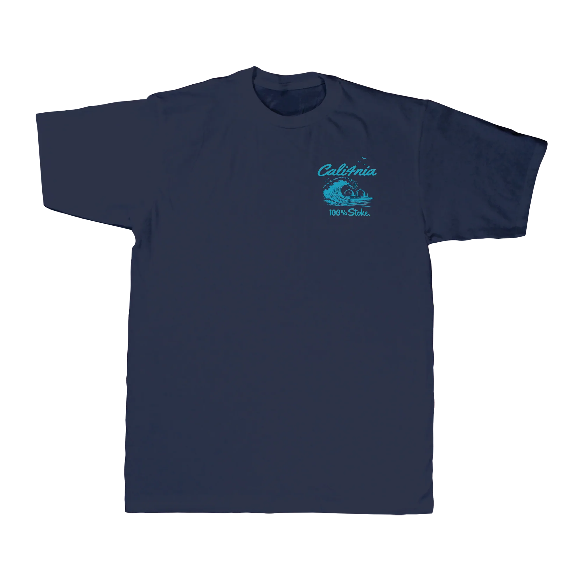 100% Stoke Tee — Navy (front)