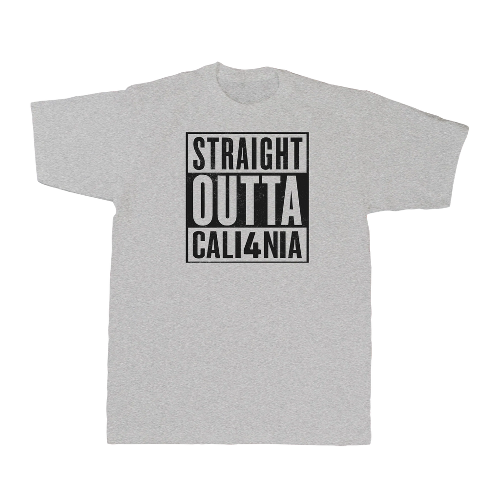 Straight Outta CALI4NIA Tee — Heather Grey (front)