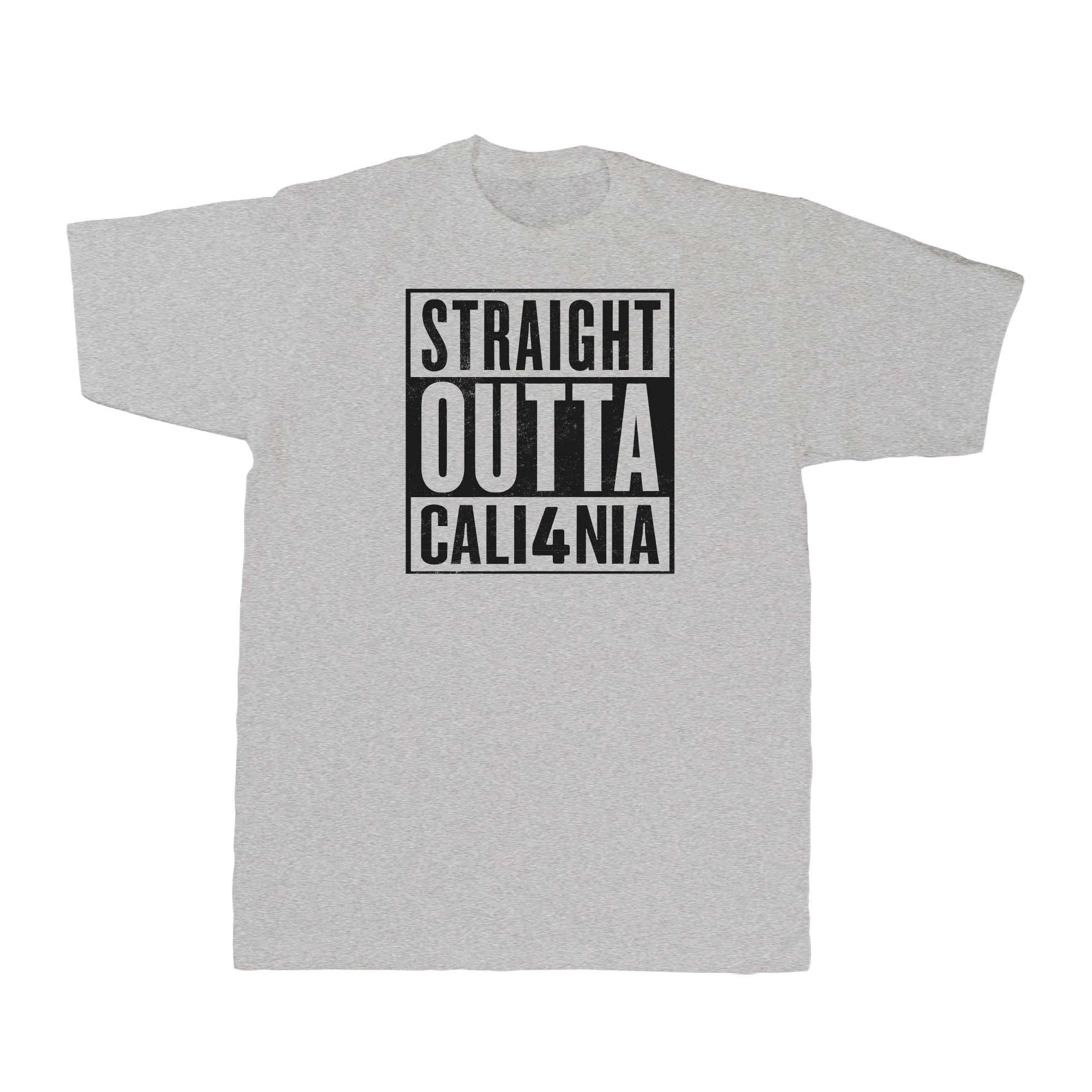 Straight Outta CALI4NIA Tee — Heather Grey (front)