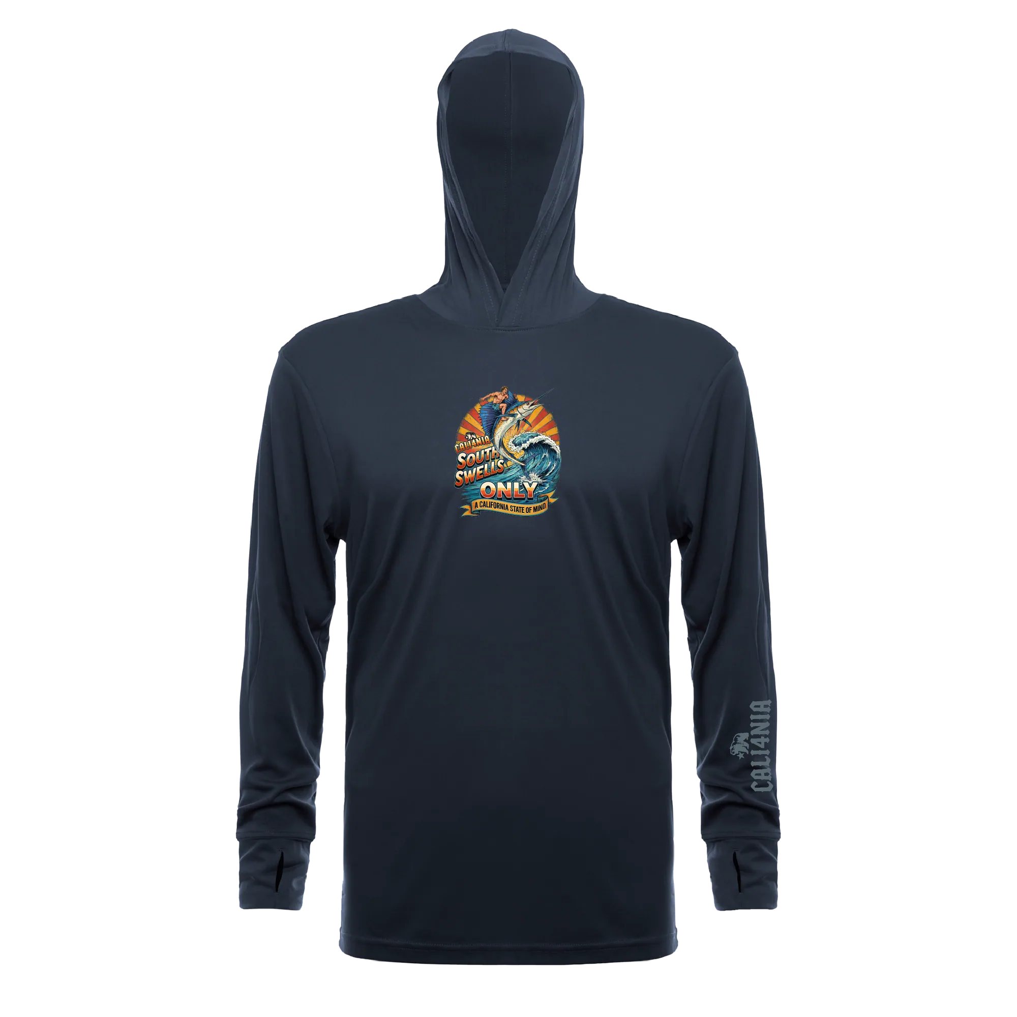 South Swells Performance Hoodie — Steel Grey (front)