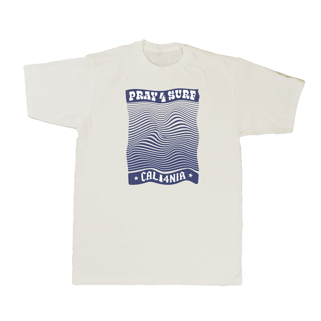 Pray for Surf Tee — Natural (front)