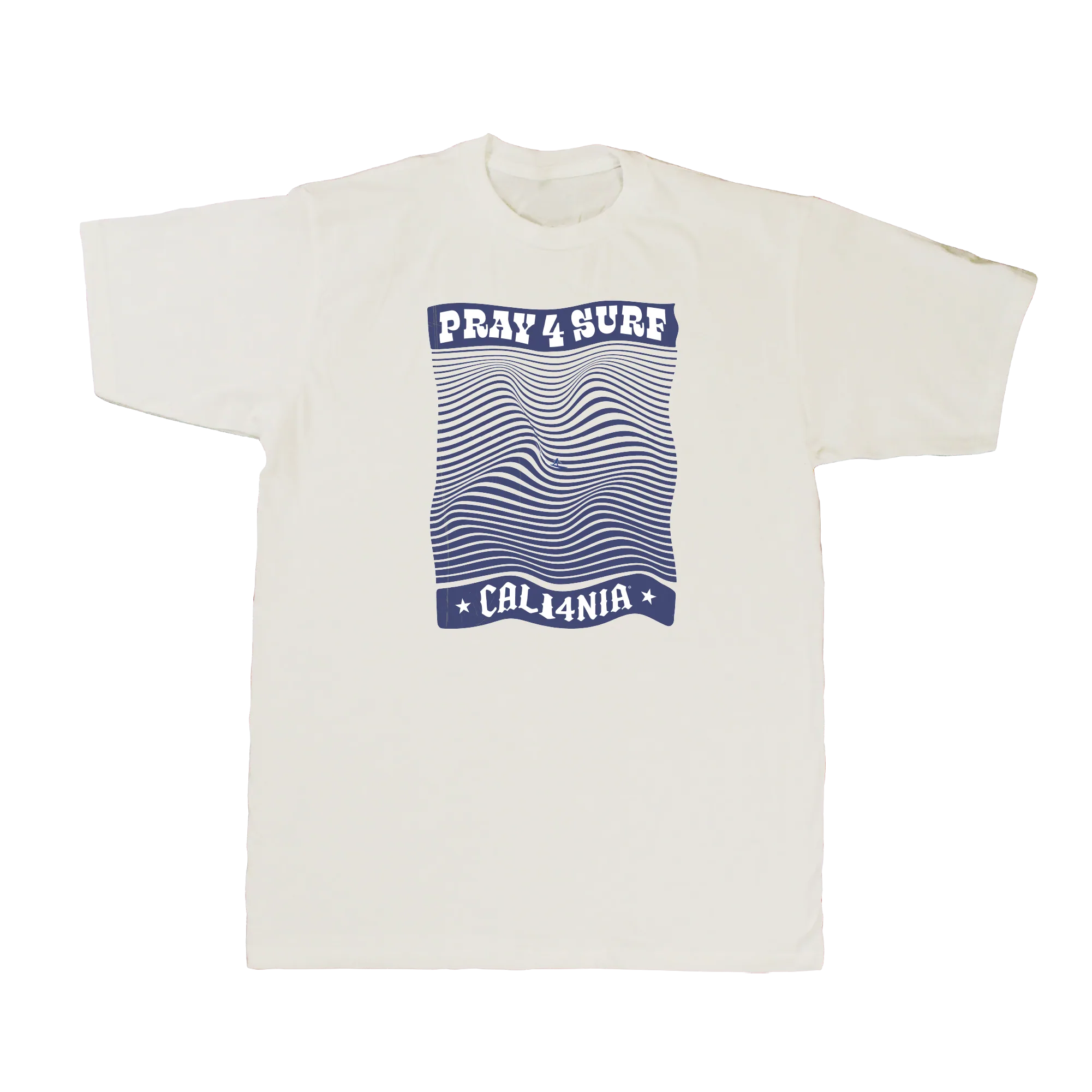 Pray for Surf Tee — Natural (front)