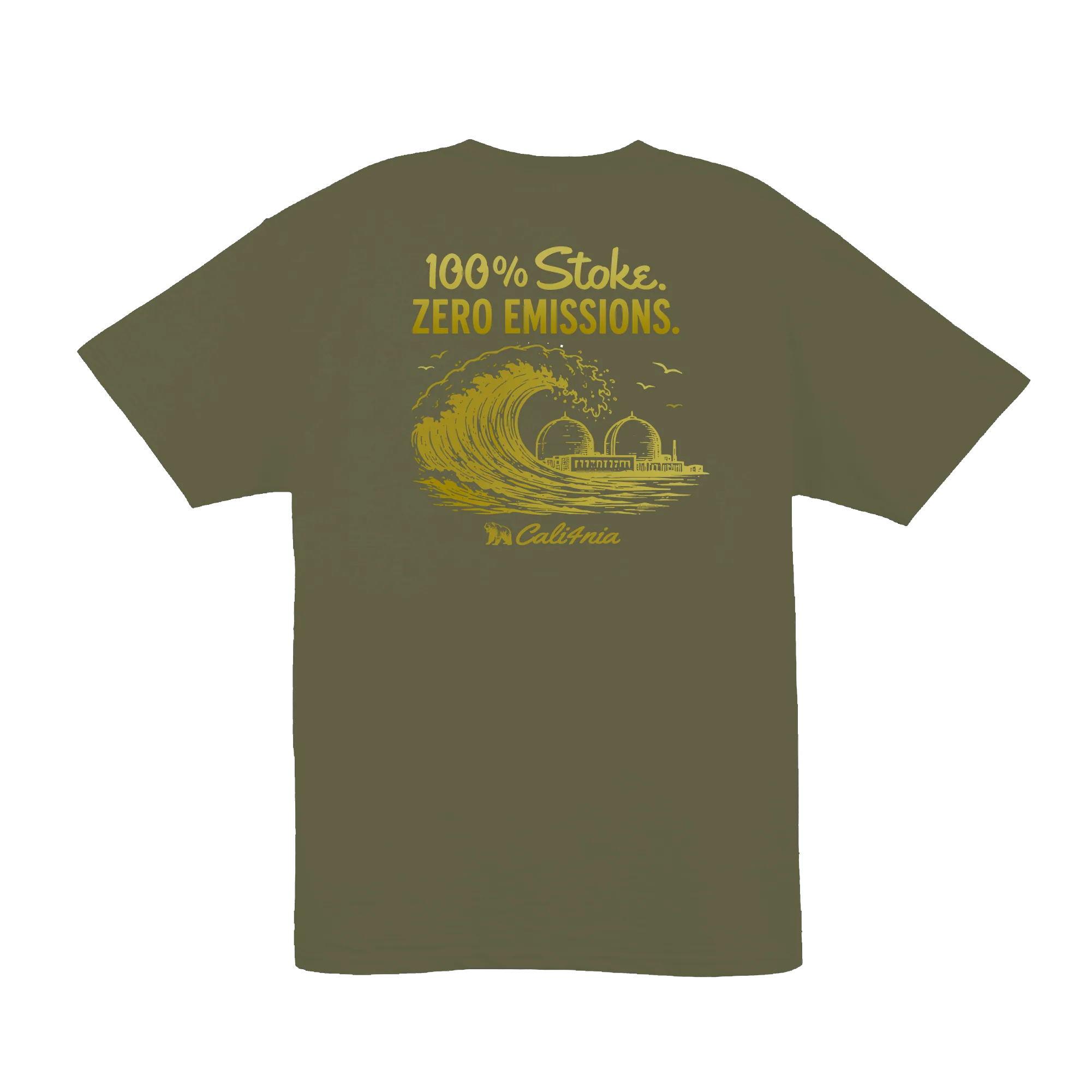 100% Stoke Tee — Military Green (back)