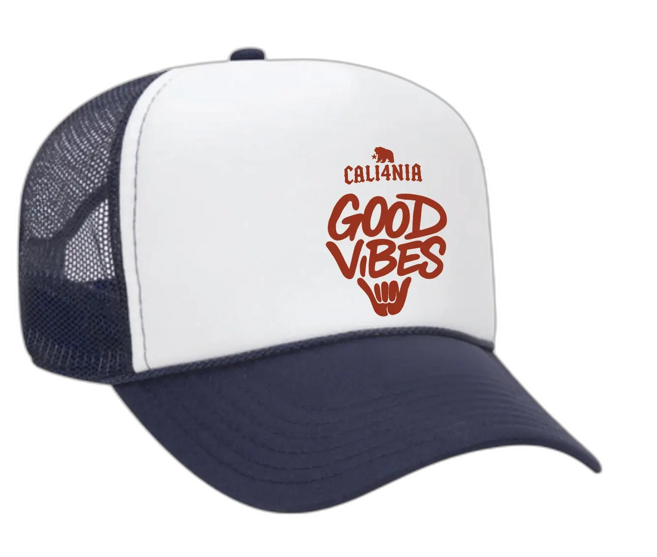 Good Vibes Trucker Hat - White/Navy