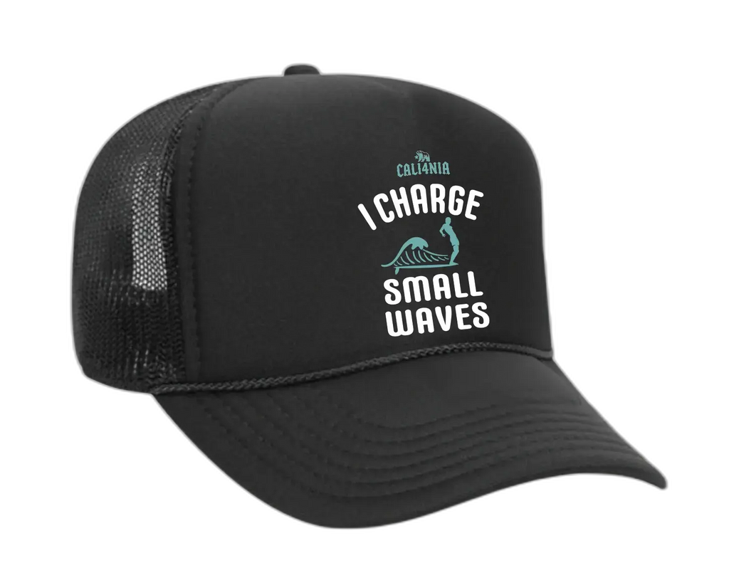 I Charge Small Waves Trucker Hat - Black