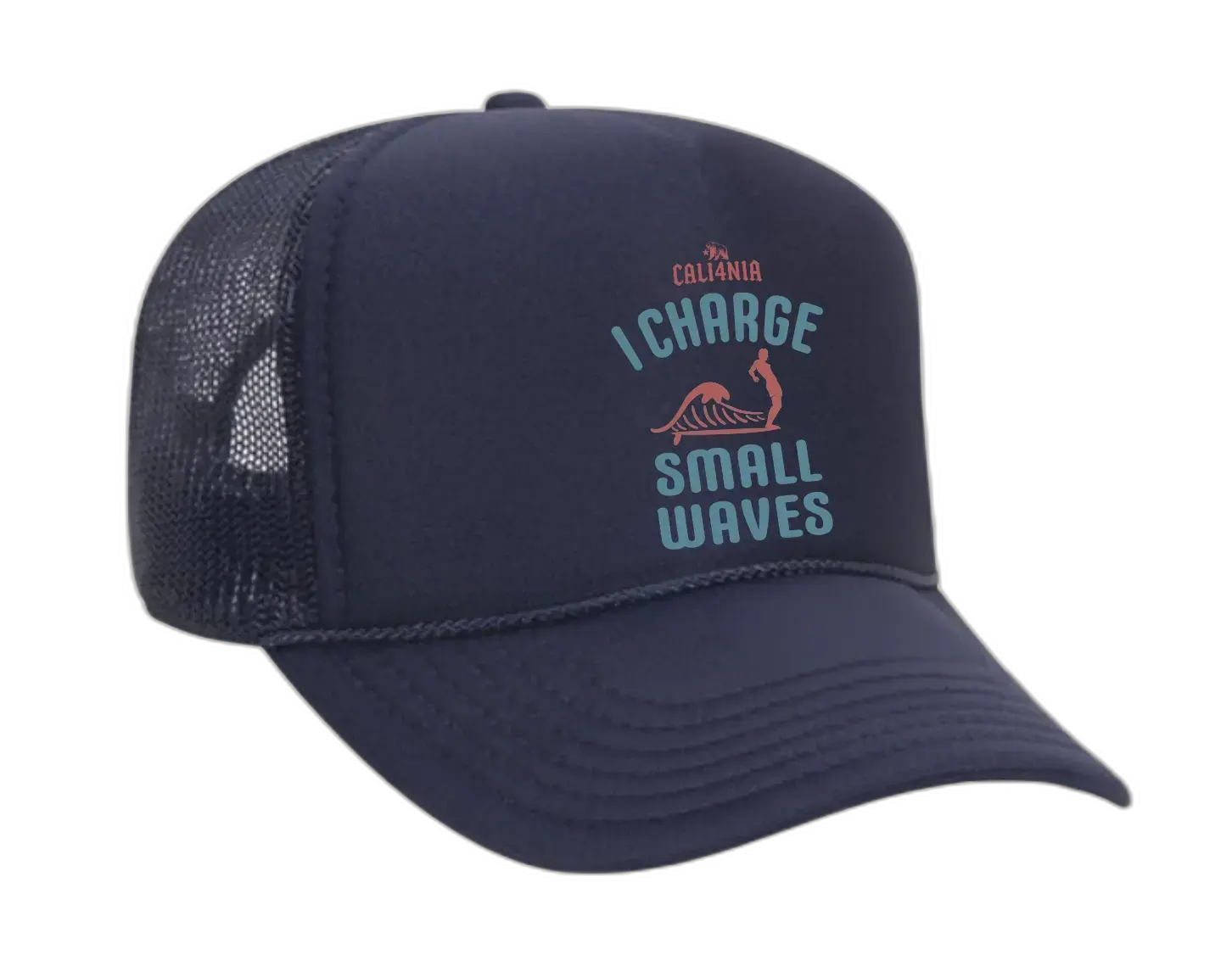 I Charge Small Waves Trucker Hat - Navy