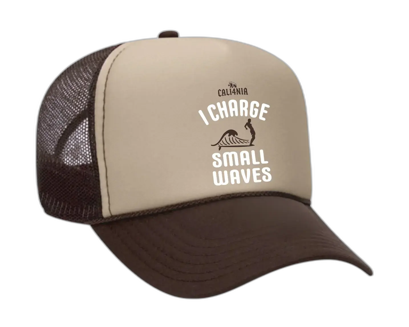 I Charge Small Waves Trucker Hat - Tan/Brown