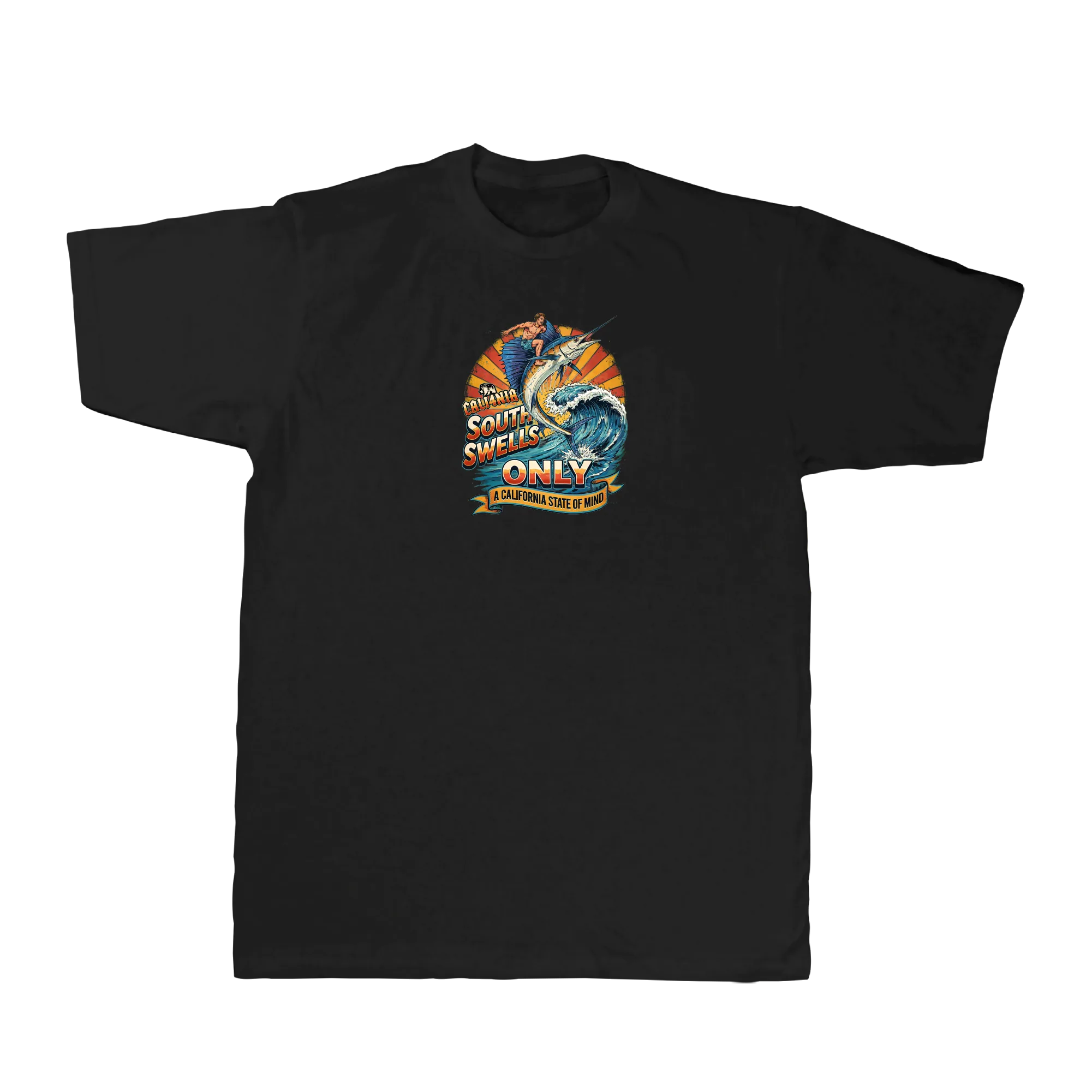 South Swells Tee — Black (front)