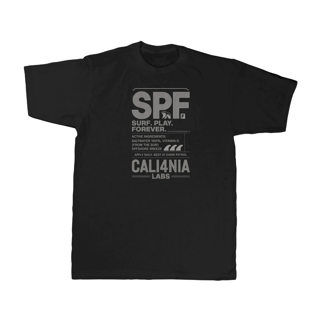 SPF Tee — Black (front)