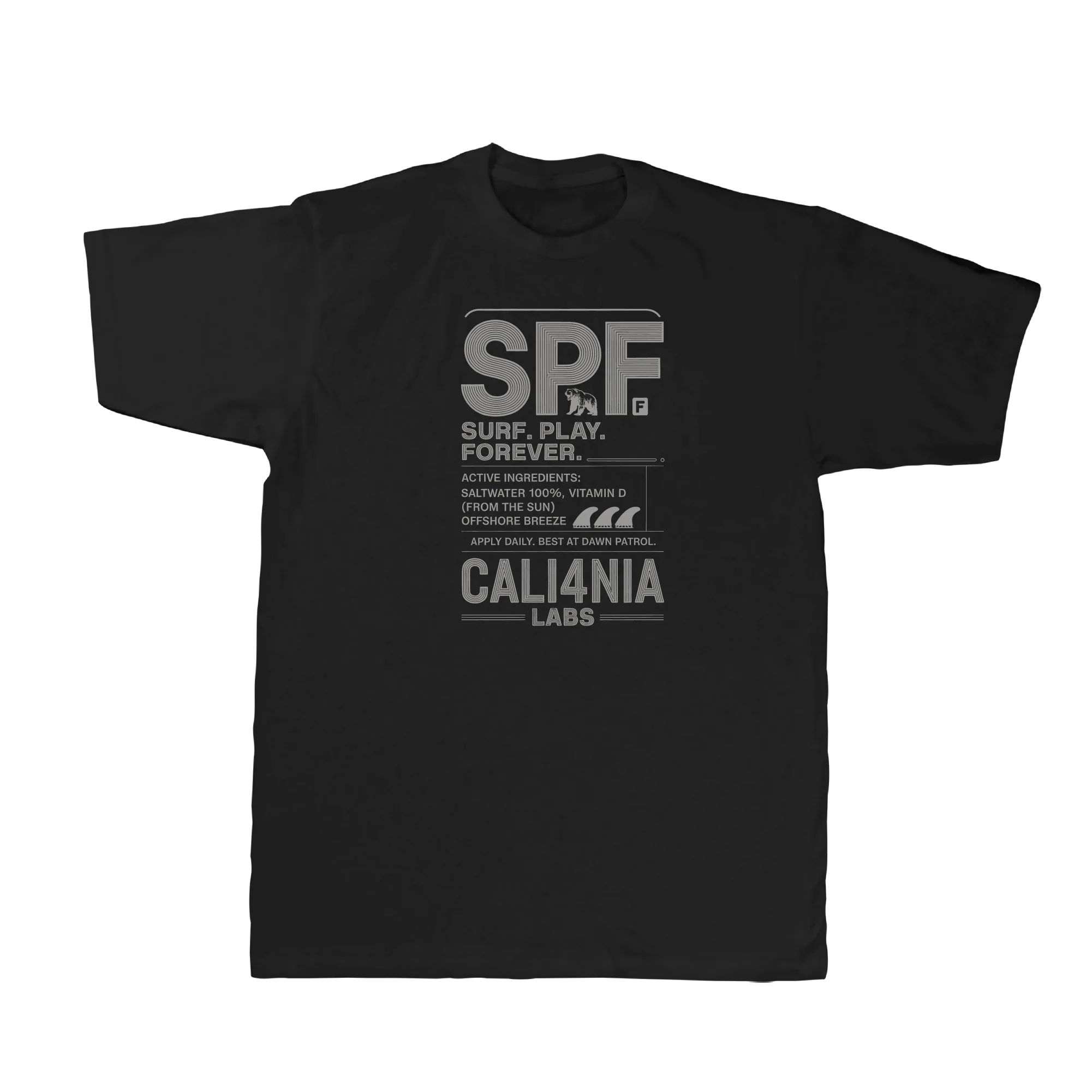 SPF Tee — Black (front)