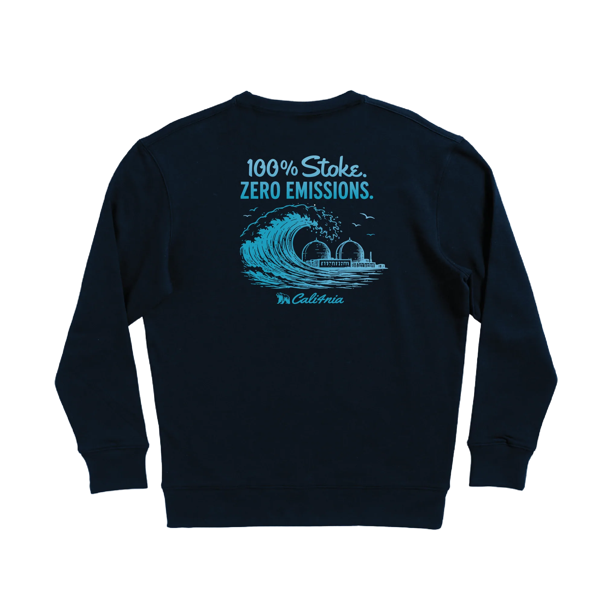 100% Stoke Crew Fleece — Navy (back)