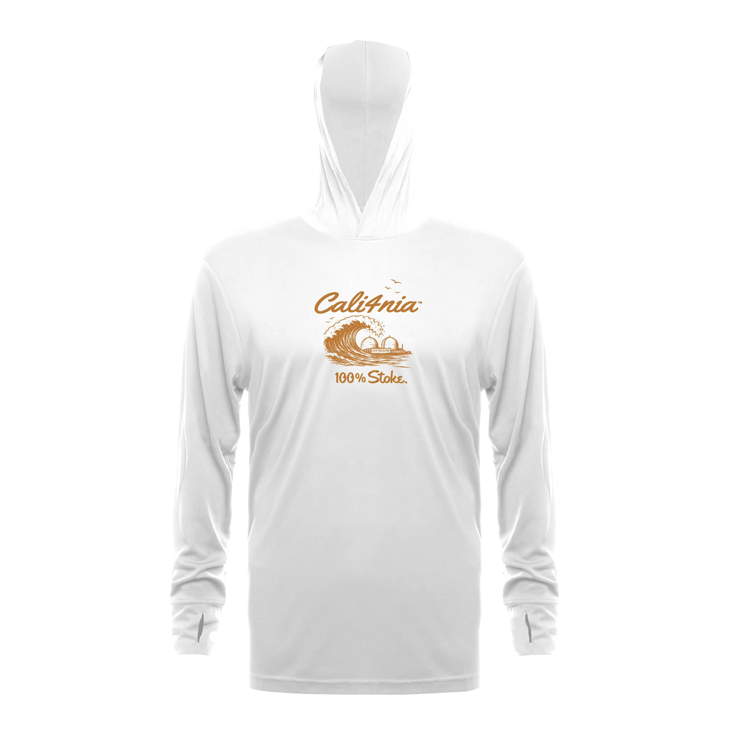 100% Stoke Performance Hoodie — White (front)
