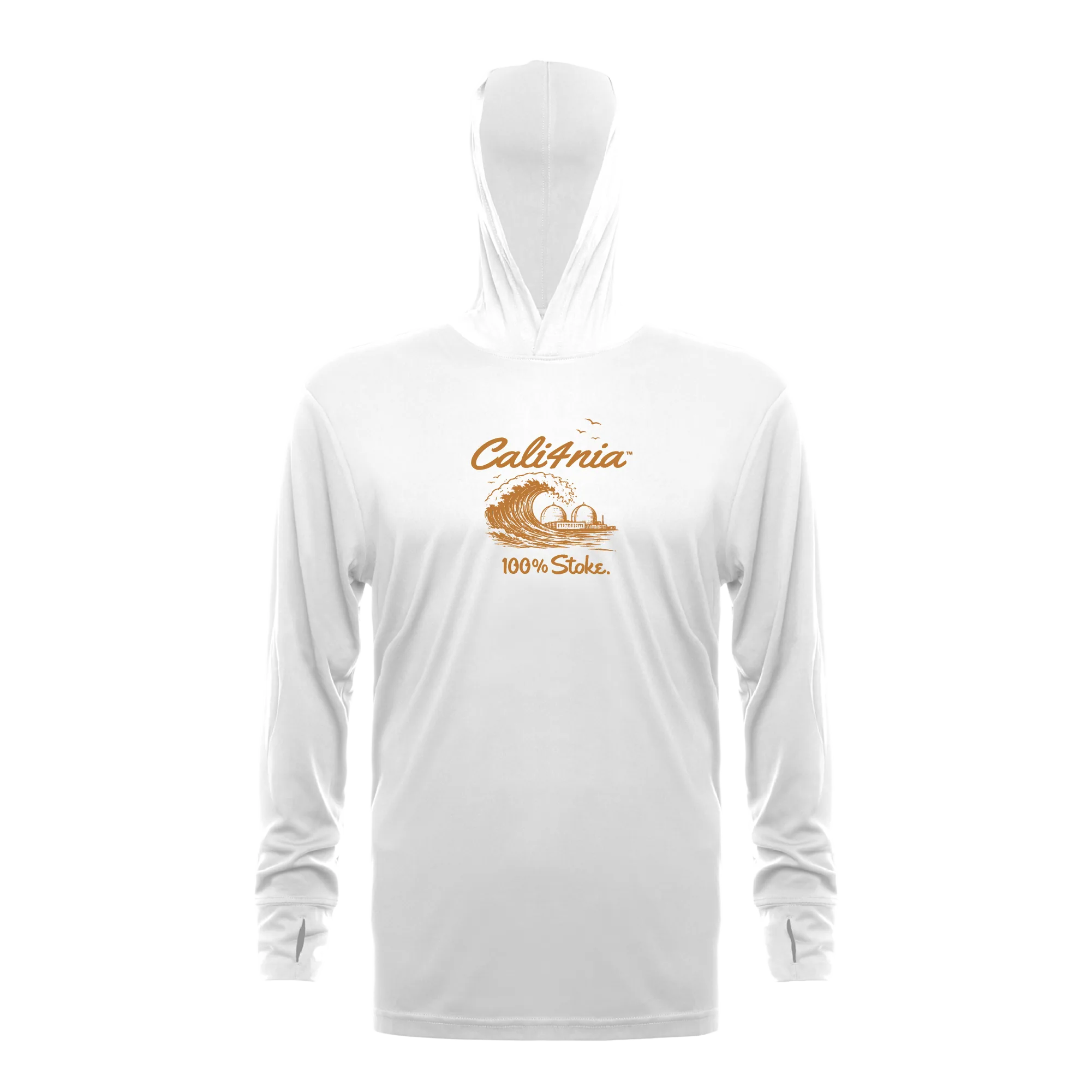 100% Stoke Performance Hoodie — White (front)