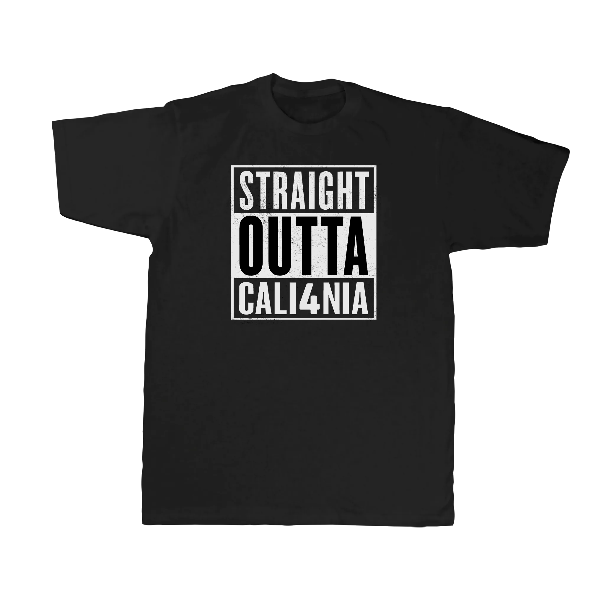 Straight Outta CALI4NIA Tee — Black (front)