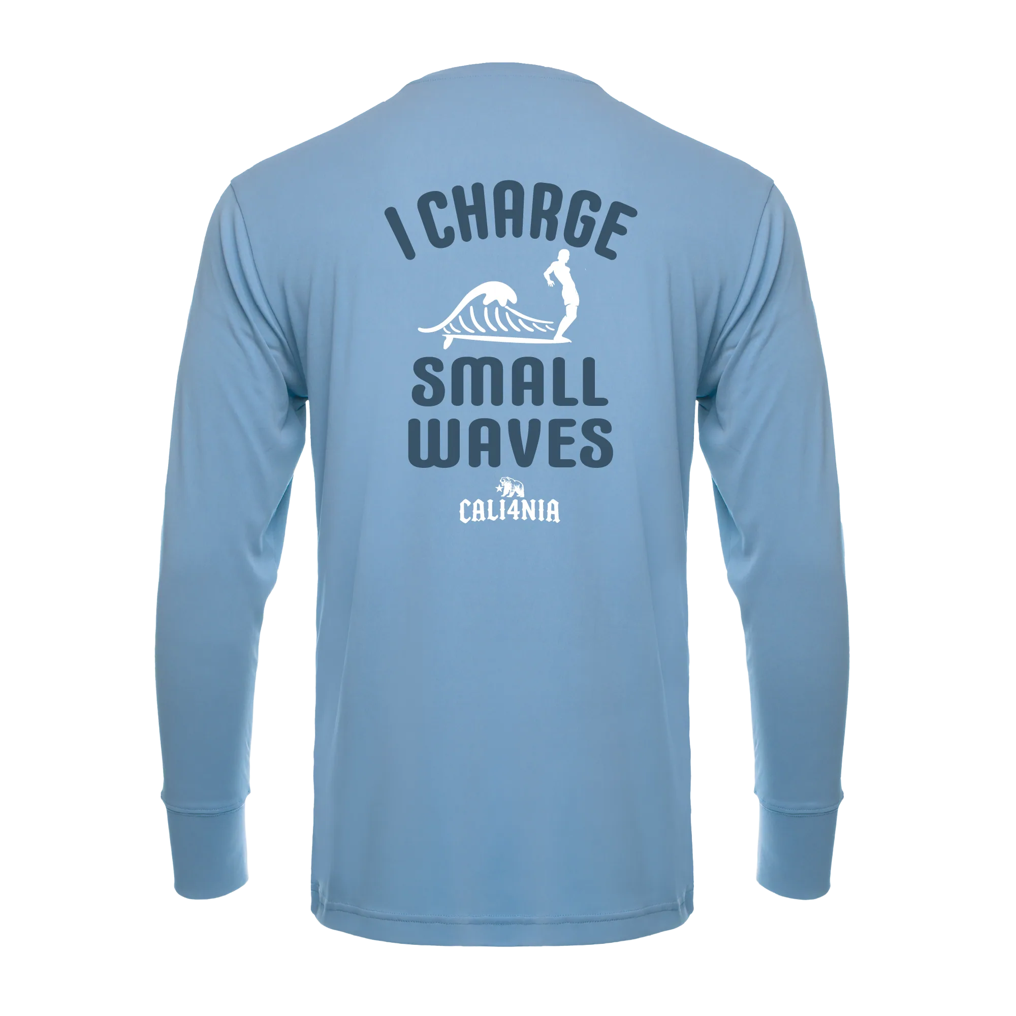I Charge Small Waves Performance Crew — Lt Blue (back)