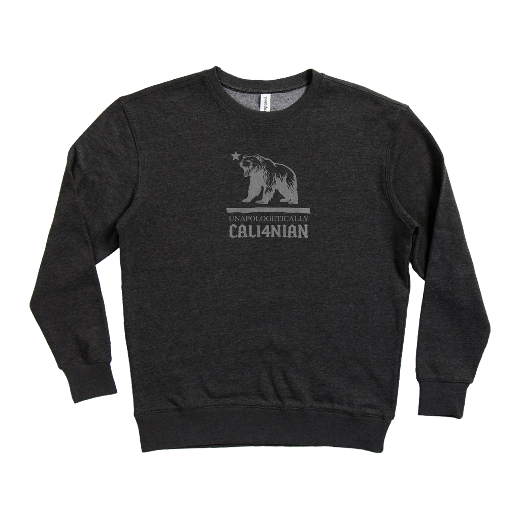 Unapologetically Cali4nian Crew Fleece — Charcoal (front)