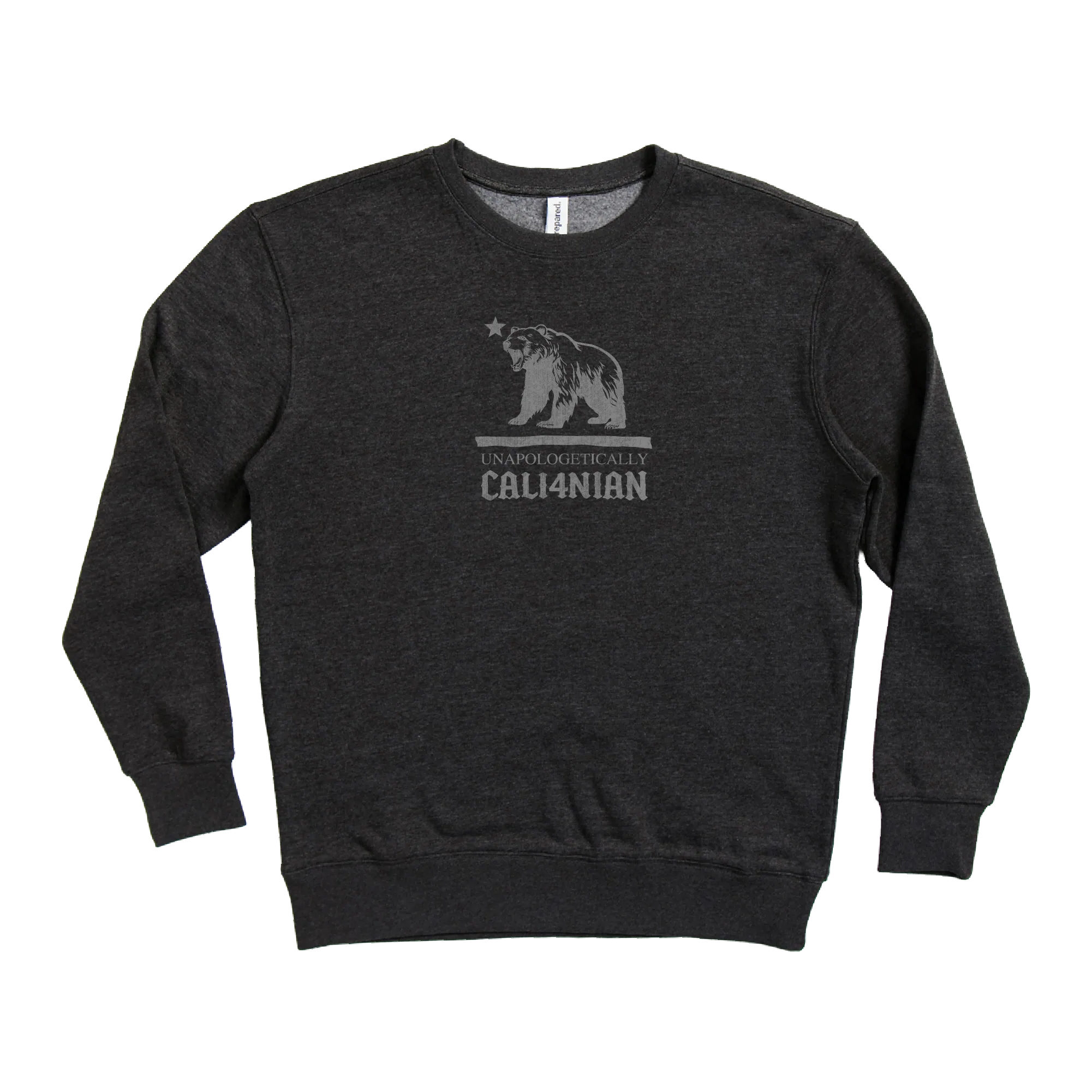 Unapologetically Cali4nian Crew Fleece — Charcoal (front)