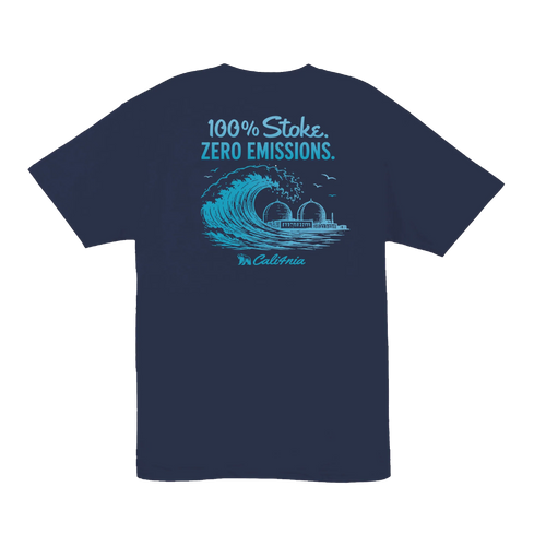100% Stoke Tee — Navy (back)