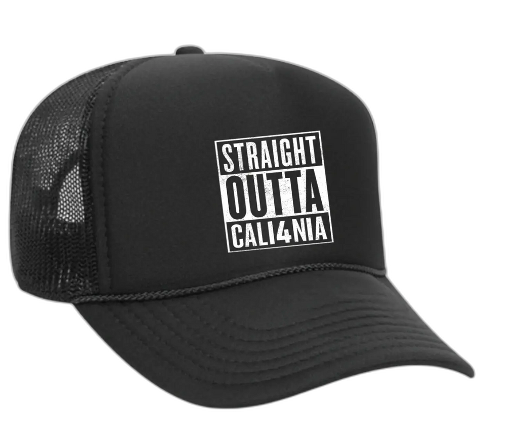Straight Outta CALI4NIA Trucker Hat - Black