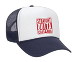 Straight Outta CALI4NIA Trucker Hat - White/Navy