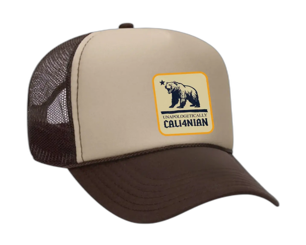 Unapologetically Cali4nian Trucker Hat - Tan/Brown