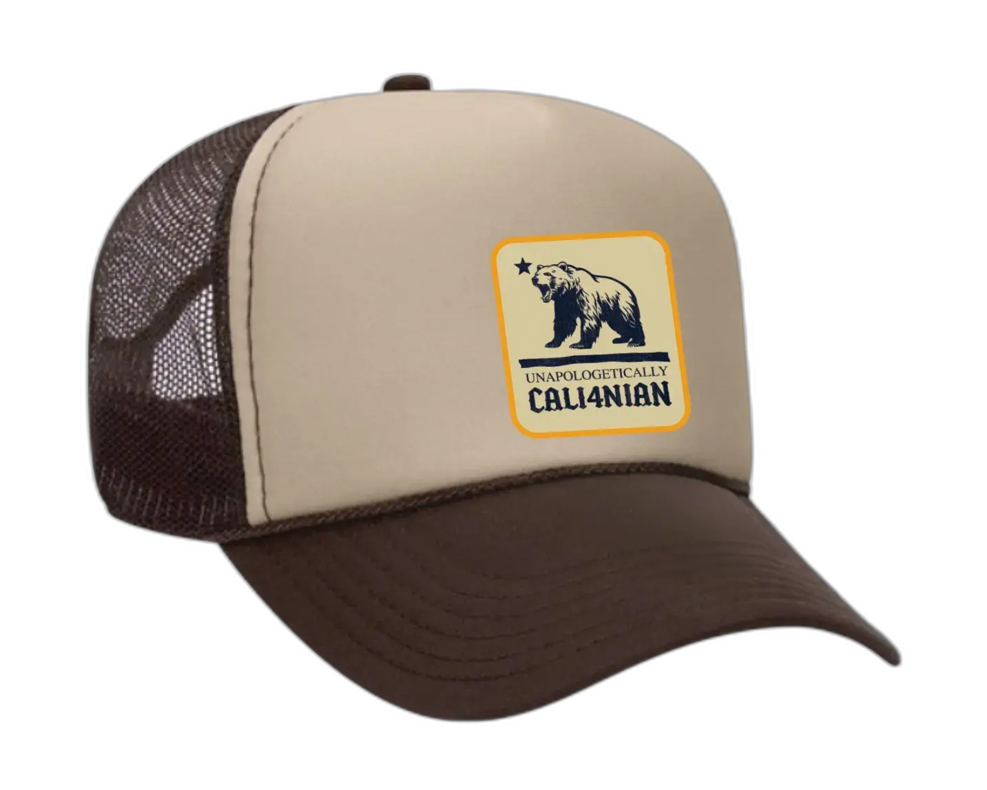 Unapologetically Cali4nian Trucker Hat - Tan/Brown