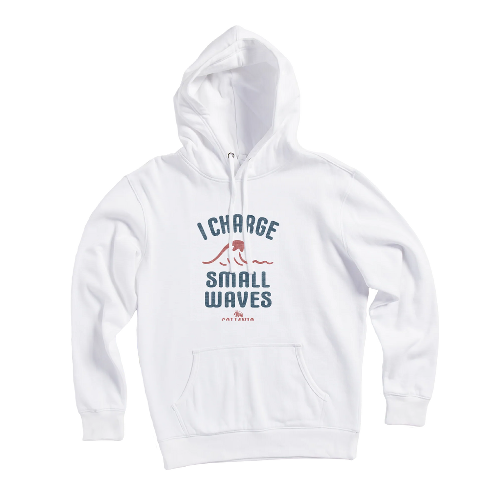 I Charge Small Waves Pullover Hoodie — White (front)